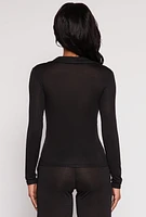 Womens Daisy Button Front Long Sleeve Shirt, S