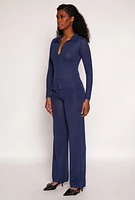 Womens Daisy Button Front Long Sleeve Shirt,