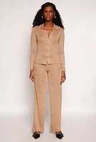 Womens Daisy Button Front Long Sleeve Shirt,