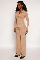 Womens Daisy Button Front Long Sleeve Shirt,