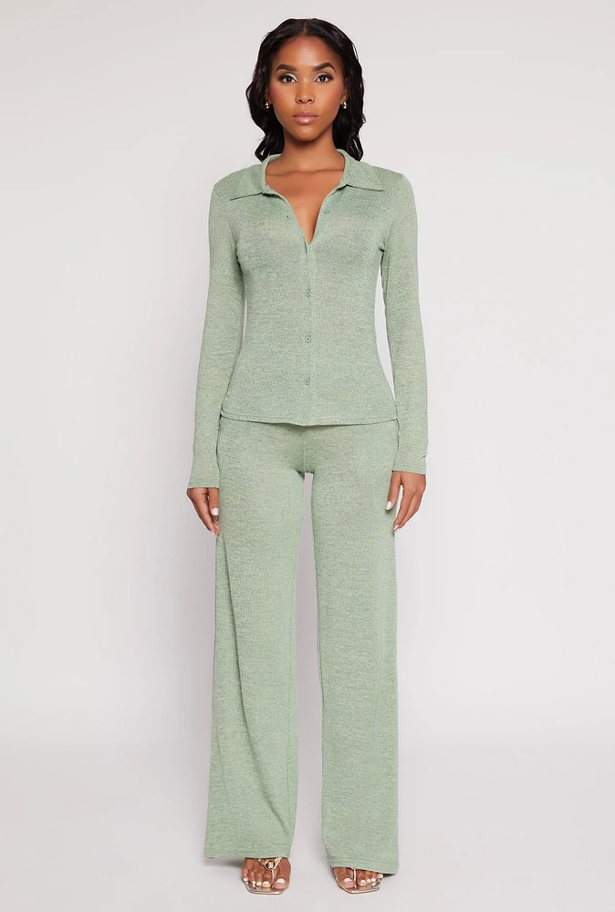 Womens Daisy High Waisted Wide Leg Pants,