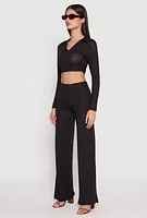 Womens Daisy Long Sleeve Cropped Polo Shirt,