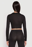 Womens Daisy Long Sleeve Cropped Polo Shirt,