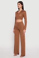 Womens Daisy Long Sleeve Cropped Polo Shirt,