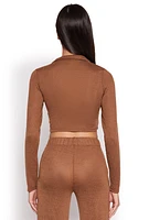 Womens Daisy Long Sleeve Cropped Polo Shirt,