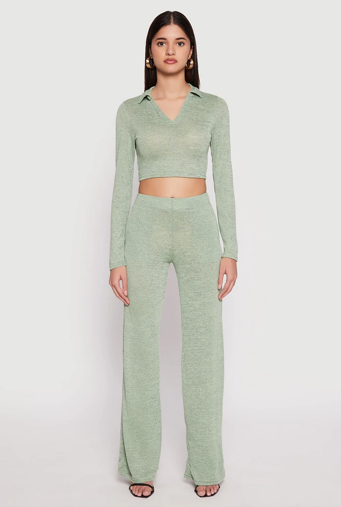 Womens Daisy Brushed Knit Straight Leg Pants,