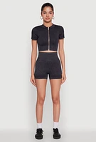 Womens High Waisted Mineral Wash Seamless Bike Shorts,