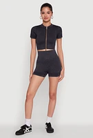 Womens High Waisted Mineral Wash Seamless Bike Shorts,
