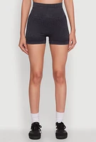 Womens High Waisted Mineral Wash Seamless Bike Shorts,