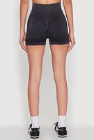 Womens High Waisted Mineral Wash Seamless Bike Shorts,