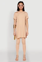 Womens Daisy Side Slit Crew Neck Tunic Top,
