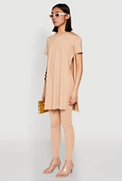 Womens Daisy Side Slit Crew Neck Tunic Top,
