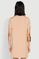 Womens Daisy Side Slit Crew Neck Tunic Top,