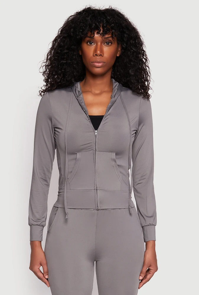 Womens Daisy Soft Knit Front Zip Hoodie,