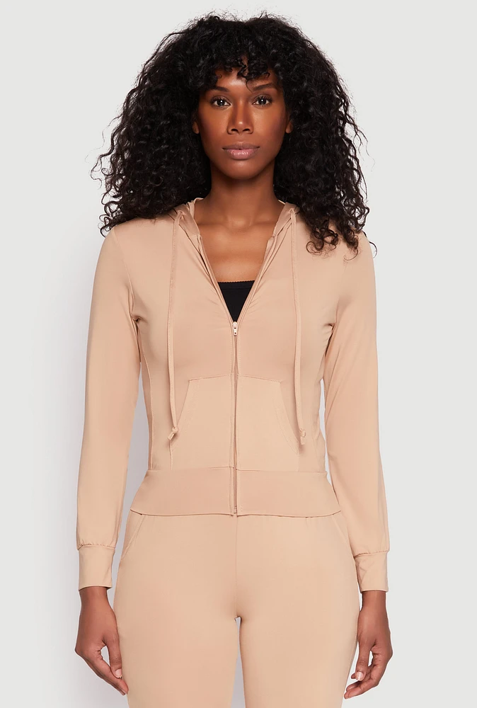 Womens Daisy Soft Knit Front Zip Hoodie,