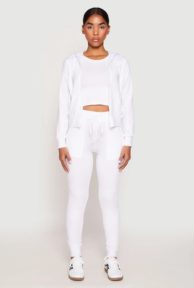 Womens Daisy High Waisted Drawstring Joggers, White, Size M