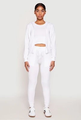 Womens Daisy High Waisted Drawstring Joggers, White, Size M