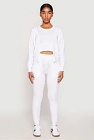 Womens Daisy High Waisted Drawstring Joggers, White, Size M