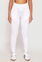 Womens Daisy High Waisted Drawstring Joggers, White, Size M