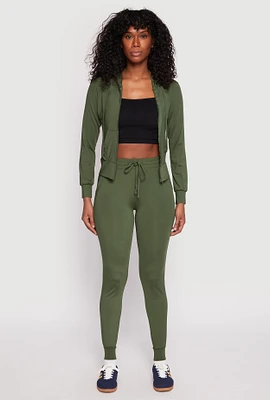 Womens Daisy High Waisted Drawstring Joggers, Green, Size S