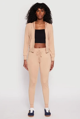 Womens Daisy High Waisted Drawstring Joggers, Khaki, Size S