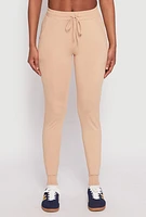 Womens Daisy High Waisted Drawstring Joggers, Khaki, Size S
