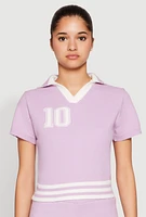 Womens Daisy 10 Varsity Stripe Polo Shirt, Purple, Size S