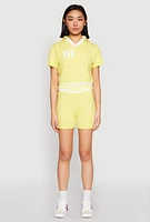 Womens Daisy 10 Varsity Stripe Shorts, Yellow, Size S