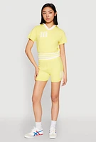 Womens Daisy 10 Varsity Stripe Shorts, Yellow, Size S
