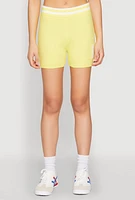 Womens Daisy 10 Varsity Stripe Shorts, Yellow, Size S