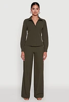 Womens Daisy Nylon High Waisted Wide Leg Pants,