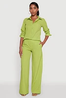 Womens Daisy Nylon High Waisted Wide Leg Pants,