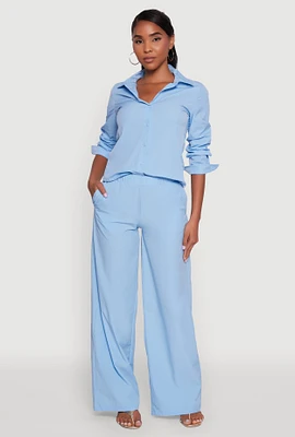 Womens Daisy Nylon High Waisted Wide Leg Pants,