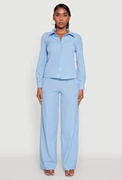 Womens Daisy Nylon High Waisted Wide Leg Pants,