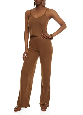 Womens Daisy Cropped Cami, Brown, Size S