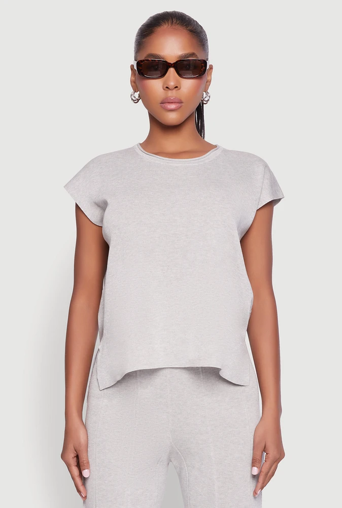 Womens Daisy Knitted Cap Sleeve Top,
