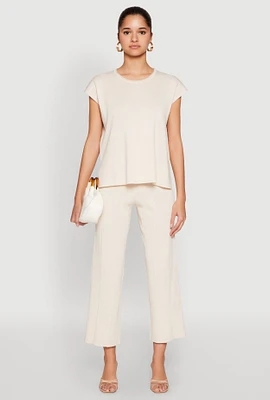 Womens Daisy Knitted Pintuck Pants,