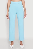 Womens Daisy Knitted Pintuck Pants, Blue, Size L