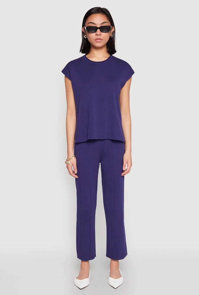 Womens Daisy Knitted Pintuck Pants,