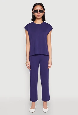Womens Daisy Knitted Pintuck Pants,