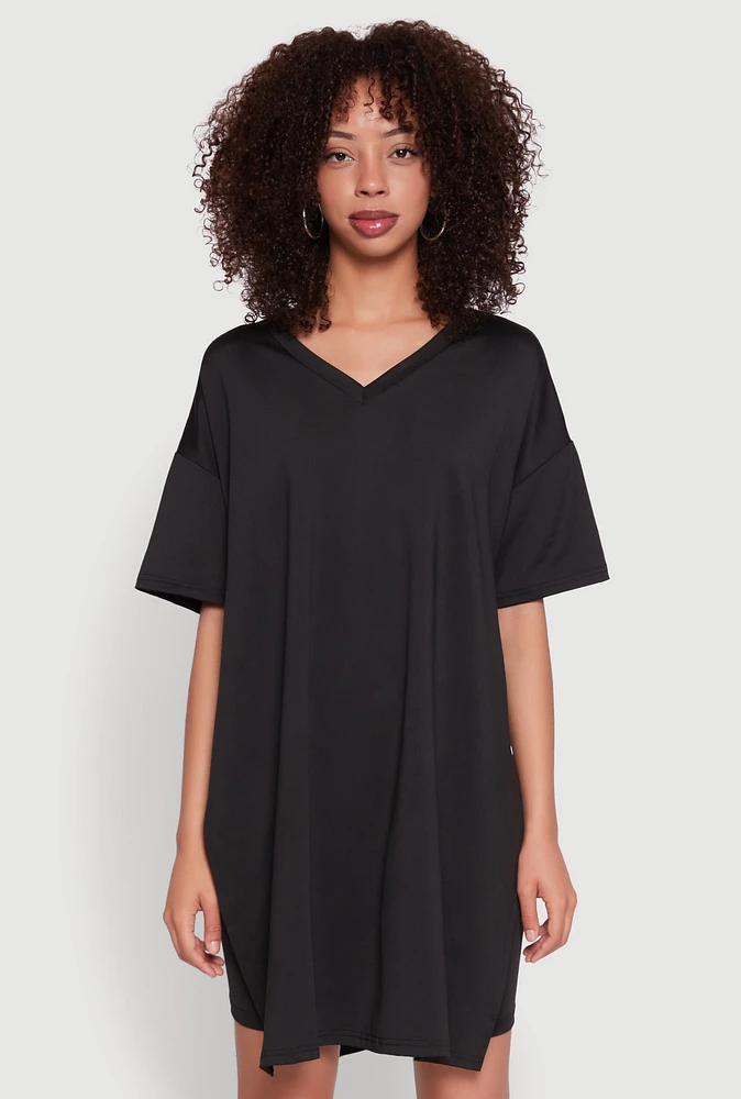 Womens Daisy Short Sleeve Side Slit Oversized Tee,