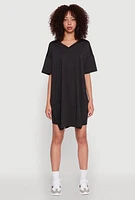 Womens Daisy Short Sleeve Side Slit Oversized Tee,