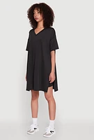 Womens Daisy Short Sleeve Side Slit Oversized Tee,