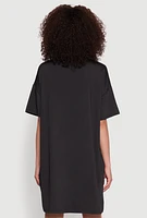 Womens Daisy Short Sleeve Side Slit Oversized Tee,