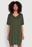 Womens Daisy Short Sleeve Side Slit Oversized Tee, Green, Size S