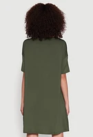 Womens Daisy Short Sleeve Side Slit Oversized Tee, Green, Size S