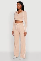 Womens Daisy Mineral Wash Zip Front Cropped Hoodie,