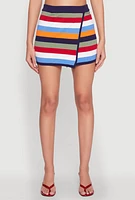 Womens Daisy Striped Asymmetrical Skirt, Multi, Size S