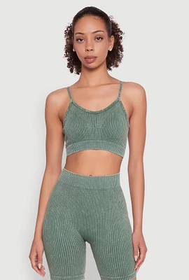 Womens Daisy Seamless Push Up Bralette with Removable Padding, Green, Size M