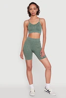 Womens Daisy Seamless Push Up Bralette with Removable Padding, Green, Size M